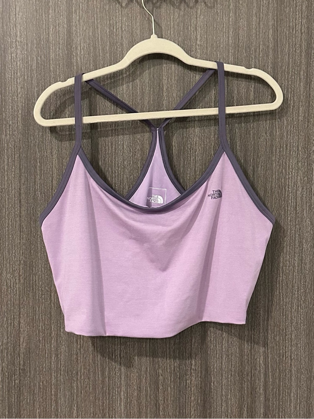 The North Face Lilac Cropped Strappy Sports Tank with Dark Trim